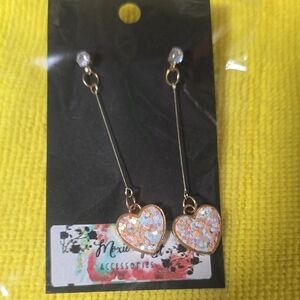 Heart Dangle Earrings with Gold Accents